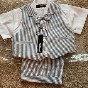 NEW Toddler boy 2T navy seer sucker formal outfit.